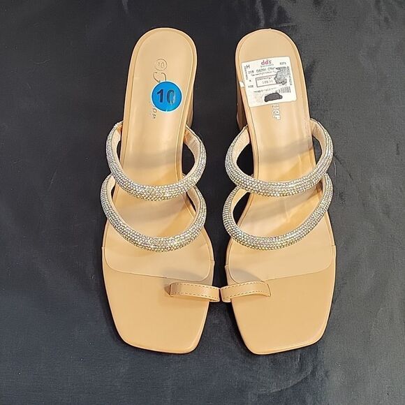 BRAND NEW FOREVER SLIPPERS   PEEP TOE DOUBLE STRAP GLITTER EMBROIDERY SA… - Picture 3 of 16